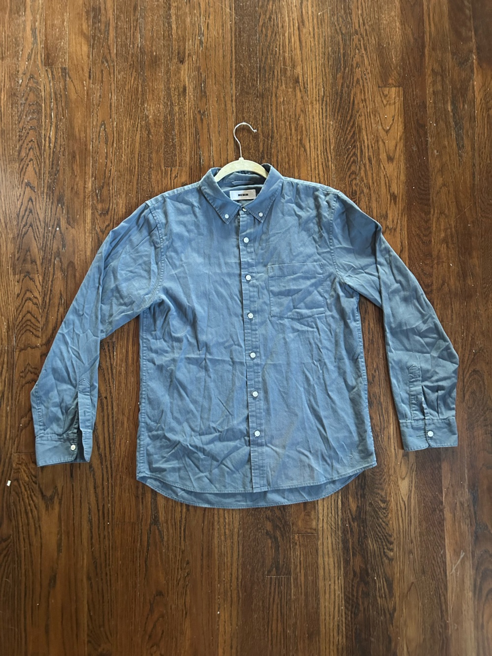 Buck Mason Faded Blue Cotton Button Down Shirt Medium